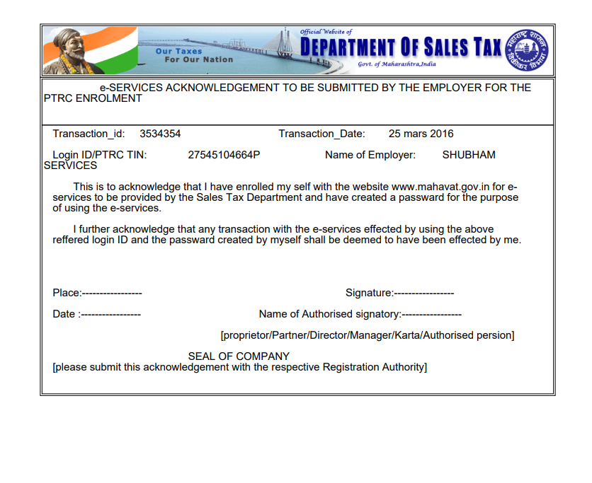Professional Tax Registration